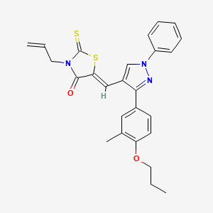 molecular formula C26H25N3O2S2 B11147946 (5Z)-5-{[3-(3-methyl-4-propoxyphenyl)-1-phenyl-1H-pyrazol-4-yl]methylidene}-3-(prop-2-en-1-yl)-2-thioxo-1,3-thiazolidin-4-one 