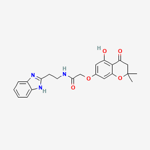 molecular formula C22H23N3O5 B11147984 N-[2-(1H-benzimidazol-2-yl)ethyl]-2-[(5-hydroxy-2,2-dimethyl-4-oxo-3,4-dihydro-2H-chromen-7-yl)oxy]acetamide 