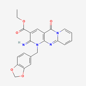 ethyl 7-[(2H-1,3-benzodioxol-5-yl)methyl]-6-imino-2-oxo-1,7,9-triazatricyclo[8.4.0.0^{3,8}]tetradeca-3(8),4,9,11,13-pentaene-5-carboxylate