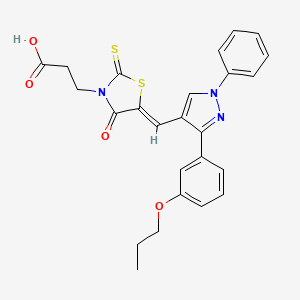 3-[(5Z)-4-oxo-5-{[1-phenyl-3-(3-propoxyphenyl)-1H-pyrazol-4-yl]methylidene}-2-thioxo-1,3-thiazolidin-3-yl]propanoic acid