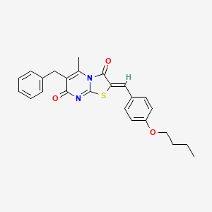 molecular formula C25H24N2O3S B11148052 (2Z)-6-benzyl-2-(4-butoxybenzylidene)-5-methyl-7H-[1,3]thiazolo[3,2-a]pyrimidine-3,7(2H)-dione 