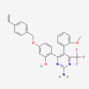 molecular formula C27H22F3N3O3 B11148071 2-[2-Amino-5-(2-methoxyphenyl)-6-(trifluoromethyl)pyrimidin-4-yl]-5-[(4-ethenylbenzyl)oxy]phenol 