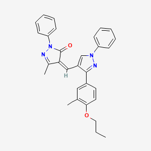 molecular formula C30H28N4O2 B11148098 (4Z)-5-methyl-4-{[3-(3-methyl-4-propoxyphenyl)-1-phenyl-1H-pyrazol-4-yl]methylidene}-2-phenyl-2,4-dihydro-3H-pyrazol-3-one 