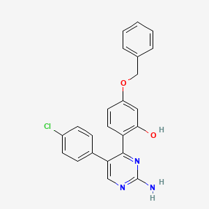 molecular formula C23H18ClN3O2 B11148104 2-[2-Amino-5-(4-chlorophenyl)pyrimidin-4-yl]-5-(benzyloxy)phenol 