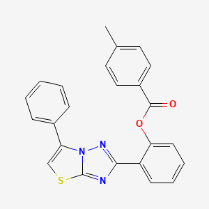 molecular formula C24H17N3O2S B11148109 2-{6-Phenyl-[1,2,4]triazolo[3,2-b][1,3]thiazol-2-yl}phenyl 4-methylbenzoate 