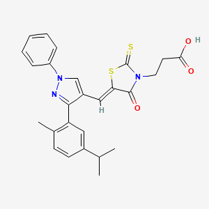 3-[(5Z)-5-({3-[2-methyl-5-(propan-2-yl)phenyl]-1-phenyl-1H-pyrazol-4-yl}methylidene)-4-oxo-2-thioxo-1,3-thiazolidin-3-yl]propanoic acid