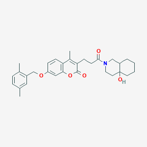 molecular formula C31H37NO5 B11148176 7-[(2,5-dimethylbenzyl)oxy]-3-[3-(4a-hydroxyoctahydroisoquinolin-2(1H)-yl)-3-oxopropyl]-4-methyl-2H-chromen-2-one 