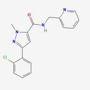 molecular formula C17H15ClN4O B11148181 3-(2-chlorophenyl)-1-methyl-N-(2-pyridylmethyl)-1H-pyrazole-5-carboxamide 