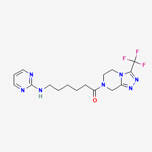 molecular formula C16H20F3N7O B11148182 6-(2-pyrimidinylamino)-1-[3-(trifluoromethyl)-5,6-dihydro[1,2,4]triazolo[4,3-a]pyrazin-7(8H)-yl]-1-hexanone 