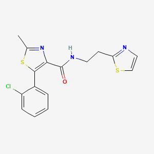 molecular formula C16H14ClN3OS2 B11148188 5-(2-chlorophenyl)-2-methyl-N-[2-(1,3-thiazol-2-yl)ethyl]-1,3-thiazole-4-carboxamide 