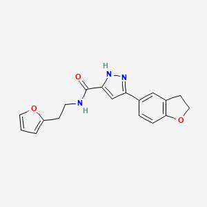 5-(2,3-dihydro-1-benzofuran-5-yl)-N-[2-(furan-2-yl)ethyl]-1H-pyrazole-3-carboxamide