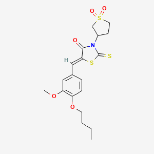 molecular formula C19H23NO5S3 B11148227 (5Z)-5-(4-butoxy-3-methoxybenzylidene)-3-(1,1-dioxidotetrahydrothiophen-3-yl)-2-thioxo-1,3-thiazolidin-4-one 