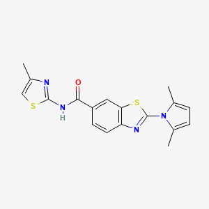 molecular formula C18H16N4OS2 B11148237 2-(2,5-dimethyl-1H-pyrrol-1-yl)-N-(4-methyl-1,3-thiazol-2-yl)-1,3-benzothiazole-6-carboxamide 