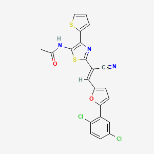 molecular formula C22H13Cl2N3O2S2 B11148285 N-[2-{(E)-1-cyano-2-[5-(2,5-dichlorophenyl)furan-2-yl]ethenyl}-4-(thiophen-2-yl)-1,3-thiazol-5-yl]acetamide 