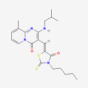 molecular formula C22H28N4O2S2 B11148289 9-methyl-2-[(2-methylpropyl)amino]-3-[(Z)-(4-oxo-3-pentyl-2-thioxo-1,3-thiazolidin-5-ylidene)methyl]-4H-pyrido[1,2-a]pyrimidin-4-one 