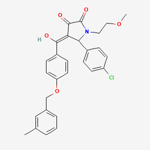 molecular formula C28H26ClNO5 B11148322 5-(4-chlorophenyl)-3-hydroxy-1-(2-methoxyethyl)-4-({4-[(3-methylbenzyl)oxy]phenyl}carbonyl)-1,5-dihydro-2H-pyrrol-2-one 