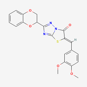 molecular formula C21H17N3O5S B11148331 (5Z)-2-(2,3-dihydro-1,4-benzodioxin-2-yl)-5-(3,4-dimethoxybenzylidene)[1,3]thiazolo[3,2-b][1,2,4]triazol-6(5H)-one 