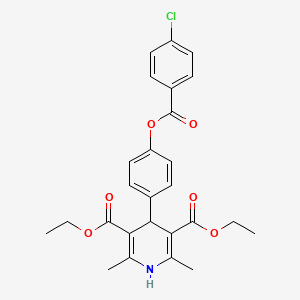 molecular formula C26H26ClNO6 B11148359 Diethyl 4-(4-{[(4-chlorophenyl)carbonyl]oxy}phenyl)-2,6-dimethyl-1,4-dihydropyridine-3,5-dicarboxylate 