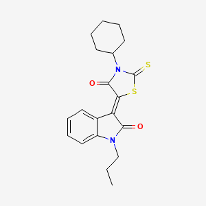 (3Z)-3-(3-cyclohexyl-4-oxo-2-thioxo-1,3-thiazolidin-5-ylidene)-1-propyl-1,3-dihydro-2H-indol-2-one