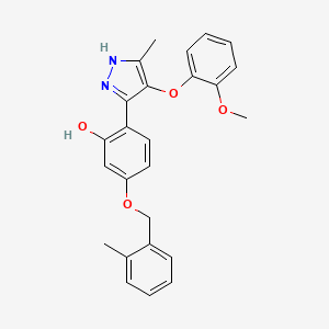 molecular formula C25H24N2O4 B11148388 2-[4-(2-methoxyphenoxy)-5-methyl-1H-pyrazol-3-yl]-5-[(2-methylbenzyl)oxy]phenol 