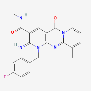 molecular formula C21H18FN5O2 B11148416 7-[(4-fluorophenyl)methyl]-6-imino-N,11-dimethyl-2-oxo-1,7,9-triazatricyclo[8.4.0.03,8]tetradeca-3(8),4,9,11,13-pentaene-5-carboxamide 