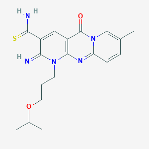 6-imino-13-methyl-2-oxo-7-(3-propan-2-yloxypropyl)-1,7,9-triazatricyclo[8.4.0.03,8]tetradeca-3(8),4,9,11,13-pentaene-5-carbothioamide