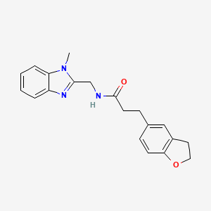 molecular formula C20H21N3O2 B11148470 3-(2,3-dihydro-1-benzofuran-5-yl)-N-[(1-methyl-1H-1,3-benzimidazol-2-yl)methyl]propanamide 