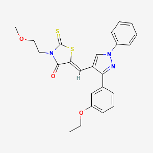 molecular formula C24H23N3O3S2 B11148501 (5Z)-5-{[3-(3-ethoxyphenyl)-1-phenyl-1H-pyrazol-4-yl]methylidene}-3-(2-methoxyethyl)-2-thioxo-1,3-thiazolidin-4-one 