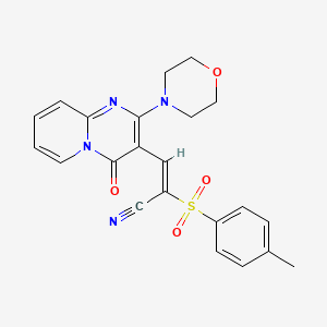 molecular formula C22H20N4O4S B11148518 (E)-2-(4-methylphenyl)sulfonyl-3-(2-morpholin-4-yl-4-oxopyrido[1,2-a]pyrimidin-3-yl)prop-2-enenitrile 