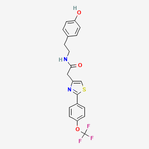 molecular formula C20H17F3N2O3S B11148519 N-[2-(4-hydroxyphenyl)ethyl]-2-{2-[4-(trifluoromethoxy)phenyl]-1,3-thiazol-4-yl}acetamide 