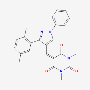 molecular formula C24H22N4O3 B11148522 5-{[3-(2,5-dimethylphenyl)-1-phenyl-1H-pyrazol-4-yl]methylidene}-1,3-dimethylpyrimidine-2,4,6(1H,3H,5H)-trione 