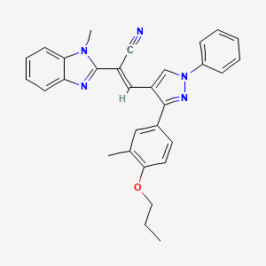 molecular formula C30H27N5O B11148577 (2E)-2-(1-methyl-1H-benzimidazol-2-yl)-3-[3-(3-methyl-4-propoxyphenyl)-1-phenyl-1H-pyrazol-4-yl]prop-2-enenitrile 