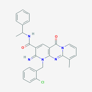 7-[(2-chlorophenyl)methyl]-6-imino-11-methyl-2-oxo-N-(1-phenylethyl)-1,7,9-triazatricyclo[8.4.0.0^{3,8}]tetradeca-3(8),4,9,11,13-pentaene-5-carboxamide