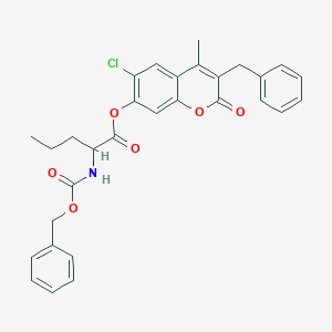 molecular formula C30H28ClNO6 B11148585 (3-benzyl-6-chloro-4-methyl-2-oxochromen-7-yl) 2-(phenylmethoxycarbonylamino)pentanoate 