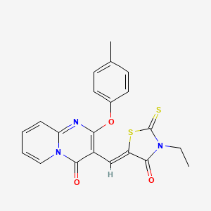 molecular formula C21H17N3O3S2 B11148593 3-[(Z)-(3-ethyl-4-oxo-2-thioxo-1,3-thiazolidin-5-ylidene)methyl]-2-(4-methylphenoxy)-4H-pyrido[1,2-a]pyrimidin-4-one 