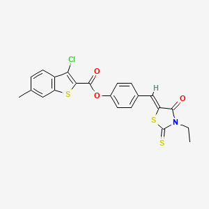 4-[(Z)-(3-ethyl-4-oxo-2-thioxo-1,3-thiazolidin-5-ylidene)methyl]phenyl 3-chloro-6-methyl-1-benzothiophene-2-carboxylate