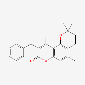 9-benzyl-2,2,5,10-tetramethyl-3,4-dihydro-2H,8H-pyrano[2,3-f]chromen-8-one