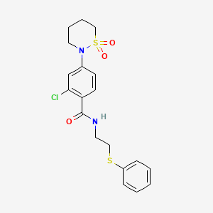 molecular formula C19H21ClN2O3S2 B11148688 2-chloro-4-(1,1-dioxido-1,2-thiazinan-2-yl)-N-[2-(phenylsulfanyl)ethyl]benzamide 