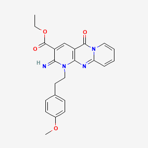 Ethyl 6-imino-7-[2-(4-methoxyphenyl)ethyl]-2-oxo-1,7,9-triazatricyclo[8.4.0.0^{3,8}]tetradeca-3(8),4,9,11,13-pentaene-5-carboxylate