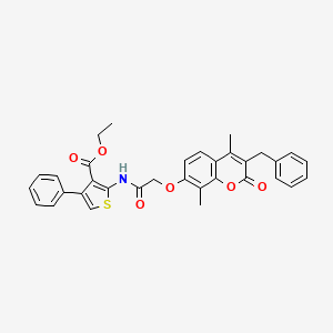 molecular formula C33H29NO6S B11148721 ethyl 2-({[(3-benzyl-4,8-dimethyl-2-oxo-2H-chromen-7-yl)oxy]acetyl}amino)-4-phenylthiophene-3-carboxylate 