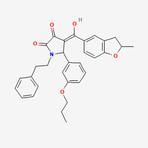 molecular formula C31H31NO5 B11148767 3-hydroxy-4-[(2-methyl-2,3-dihydro-1-benzofuran-5-yl)carbonyl]-1-(2-phenylethyl)-5-(3-propoxyphenyl)-1,5-dihydro-2H-pyrrol-2-one 