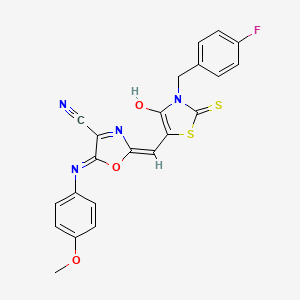 2-{(E)-[3-(4-fluorobenzyl)-4-oxo-2-thioxo-1,3-thiazolidin-5-ylidene]methyl}-5-[(4-methoxyphenyl)amino]-1,3-oxazole-4-carbonitrile