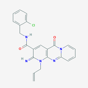 N-[(2-chlorophenyl)methyl]-6-imino-2-oxo-7-prop-2-enyl-1,7,9-triazatricyclo[8.4.0.03,8]tetradeca-3(8),4,9,11,13-pentaene-5-carboxamide