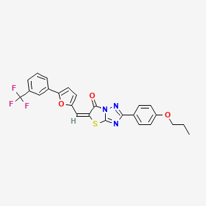 (5E)-2-(4-propoxyphenyl)-5-({5-[3-(trifluoromethyl)phenyl]furan-2-yl}methylidene)[1,3]thiazolo[3,2-b][1,2,4]triazol-6(5H)-one