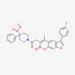 1-{[3-(4-fluorophenyl)-5-methyl-7-oxo-7H-furo[3,2-g]chromen-6-yl]acetyl}-4-phenyl-4-piperidinecarboxylic acid