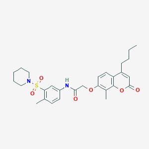 2-[(4-butyl-8-methyl-2-oxo-2H-chromen-7-yl)oxy]-N-[4-methyl-3-(piperidin-1-ylsulfonyl)phenyl]acetamide