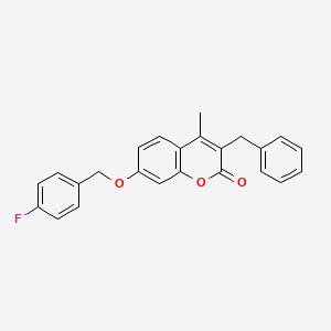 molecular formula C24H19FO3 B11148875 3-benzyl-7-[(4-fluorobenzyl)oxy]-4-methyl-2H-chromen-2-one 