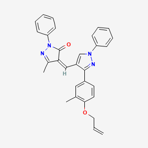 (4Z)-5-methyl-4-({3-[3-methyl-4-(prop-2-en-1-yloxy)phenyl]-1-phenyl-1H-pyrazol-4-yl}methylidene)-2-phenyl-2,4-dihydro-3H-pyrazol-3-one