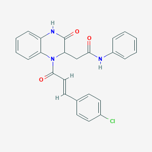 2-{1-[(2E)-3-(4-chlorophenyl)prop-2-enoyl]-3-oxo-1,2,3,4-tetrahydroquinoxalin-2-yl}-N-phenylacetamide