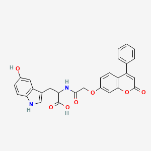 molecular formula C28H22N2O7 B11149023 5-hydroxy-N-{[(2-oxo-4-phenyl-2H-chromen-7-yl)oxy]acetyl}tryptophan 